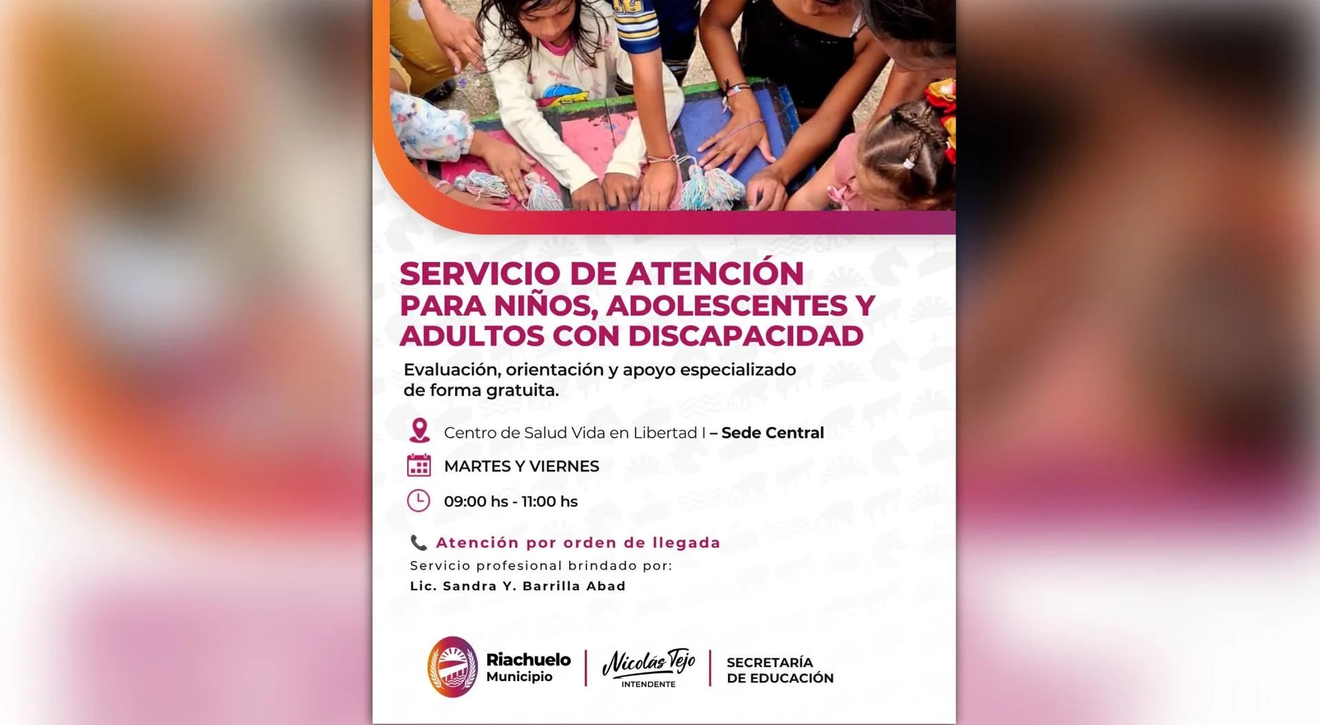 Atención y acompañamiento para personas con discapacidad