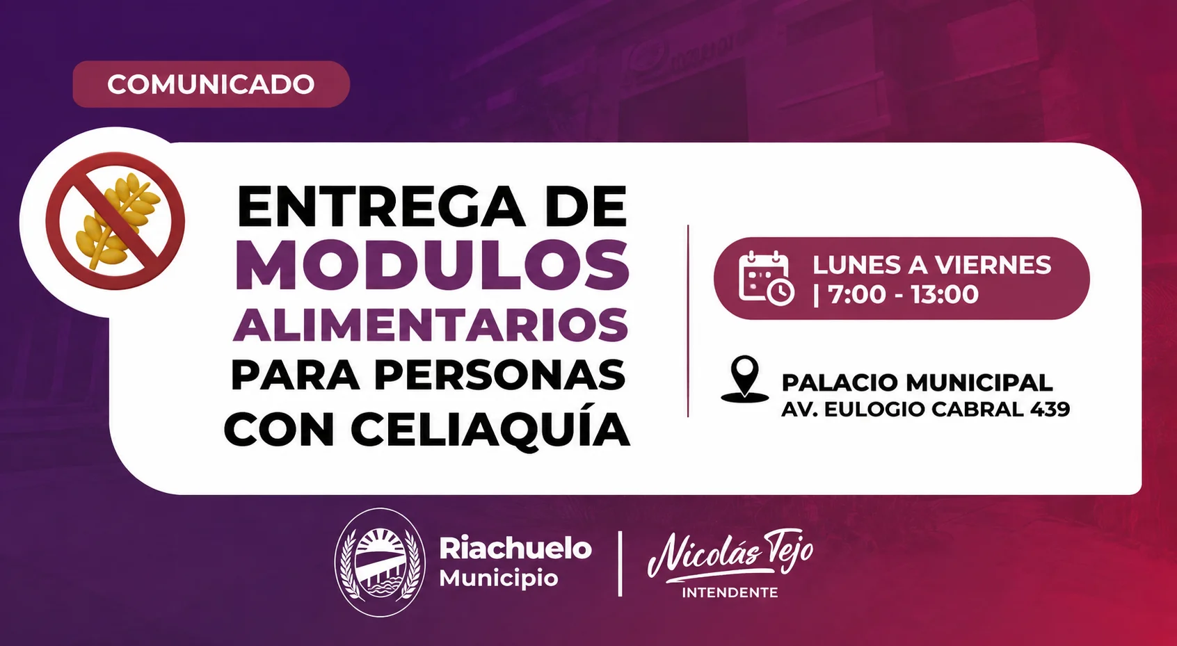 Entrega de módulos alimentarios para personas con celiaquía